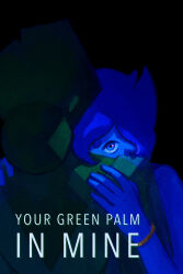  2girls blue_hair blue_skin bracelet colored_skin english_text green_skin highres hug jewelry lapis_lazuli_(thefaeriemerchant) looking_at_viewer multiple_girls original peridot_facet_6c4t_cut_2xj steven_universe thefaeriemerchant upper_body 