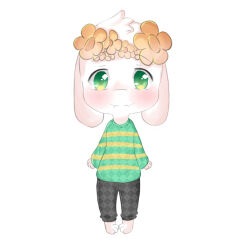  1:1 1boy 2016 2d animal_ears animal_nose anthro artist_name asriel_dreemurr barefoot black_pants body_fur chibi chibi_only closed_mouth commentary digital_media droopy_ears english_commentary fangs floppy_ears flower_wreath full_body furry furry_male goat goat_boy goat_ears green_eyes green_sweater head_wreath horizontal-striped_clothes long_sleeves looking_at_viewer male male_focus male_only mammal midnightps monster monster_boy pants signature simple_background skin_fangs solo straight-on striped_clothes striped_sweater sweater tareme two-tone_sweater undertale utdr_(toby_fox) white_background white_fur wreath yellow_flower yellow_stripes 
