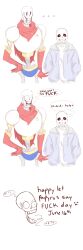  1:1 2024 2boys 2d armor blue_jacket blue_shorts brothers cape comic commentary digital_media drawstring duo english_commentary english_text fairyctrl gloves grey_hood hand_on_own_hip hands_in_pockets height_difference highres hollow_eyes hood hood_down hooded_jacket humanoid jacket long_sleeves male male_focus male_only monster monster_boy multiple_boys open_clothes open_jacket papyrus_(undertale) profanity red_cape red_gloves sans_(undertale) segmented_comic shirt shorts siblings side-by-side simple_background skeleton speech_bubble standing teeth text undead undertale utdr_(toby_fox) white_armor white_background white_shirt yellow_trim 