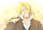  adult blonde_hair briefcase edward_elric eyes_closed fullmetal_alchemist grin long_hair male ponytail rikko rikko_(peso) smile solo teeth 