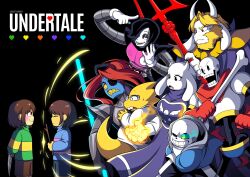  2026 2d 2others 3girls 4boys absurdres alphys ambiguous_gender androgynous android animal_ears animal_nose anime_coloring anthro armor artist_name asgore_dreemurr august_minner beard black-framed_eyewear black_background black_eyepatch black_eyes black_gloves black_hair black_pants black_shorts blank_eyes blonde_hair blue_jacket blue_shirt blue_shoes blue_shorts blue_skin blue_slippers blue_soul_(utdr) blue_stripes blush blush_stickers body_fur bone boots breasts brothers brown_hair brown_pants brown_shoes brown_shorts buck_teeth cape chara_(undertale) child choir_outfit_(utdr) cleavage clenched_hands clenched_teeth cloak closed_eyes closed_mouth coat collared_cloak colored_sclera colored_skin colored_teeth commentary copyright_name crown cyan_soul_(utdr) delta_rune_(symbol) delta_rune_print digital_media double_horizontal_stripe droopy_ears ear_fins english_commentary english_text everyone eyepatch facial_hair fangs female fighting_stance fins fire fish fish_girl flaming_eye flaming_hand floppy_ears frisk_(undertale) fur_trim furry furry_female furry_male ghost glasses gloves glowing glowing_eye goat goat_boy goat_ears goat_girl goat_horns goat_tail gradient_background green_soul_(utdr) green_sweater grey_hood grin hair_over_one_eye half-closed_eye hands_in_pockets head_fins heart height_difference high_heel_boots high_ponytail highres holding holding_bone holding_knife holding_knife_behind_back holding_polearm holding_stick hollow_eyes hood hood_down hooded_jacket horizontal-striped_clothes horns human humanoid humanoid_robot jacket knife lab_coat legs_apart lizard lizard_girl lizard_tail long_hair long_sleeves looking_at_another male mammal mettaton mettaton_ex monster monster_boy monster_girl multiple_boys multiple_girls multiple_others one_eye_closed one_eye_covered open_clothes open_jacket open_mouth orange_soul_(utdr) outstretched_arm papyrus_(undertale) pauldrons pink_eyes pink_stripes pixel_heart polearm ponytail profile purple_cloak purple_robe purple_soul_(utdr) purple_sweater pyrokinesis red_background red_cape red_eyes red_gloves red_hair reptile reptile_girl robe robot robot_boy robot_joints sans_(undertale) scalie scarf sharp_teeth sheet_ghost shirt shoes short_hair shorts siblings simple_background single_vertical_stripe skeleton skin_fangs slippers slit_pupils smile sparkle stick striped_clothes striped_shirt striped_shorts striped_sweater sweater tail tail_tuft teeth text thai_commentary toriel triden turtleneck turtleneck_robe two-tone_background two-tone_eyes two-tone_shirt two-tone_sweater undead undertale undyne uneven_eyes utdr_(toby_fox) vertical-striped_clothes vertical-striped_shorts weapon white_armor white_coat white_fur white_gloves white_horns white_shirt white_sleeves white_stripes yellow_sclera yellow_skin yellow_soul_(utdr) yellow_teeth yellow_trim 