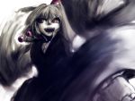 :d bad_id beads blonde_hair bow buttons creepy dress grin hair_bow hair_ornament open_mouth red_eyes rumia smile solo the_embodiment_of_scarlet_devil touhou youkai 