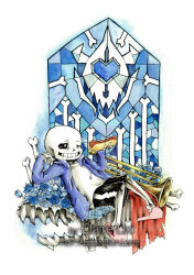  1boy 2018 2d artist_name black_shorts blue_flower blue_hood blue_jacket blue_soul_(utdr) bone claire8783 drawstring flower food full_body gasterblaster heart heart_print highres holding holding_food hollow_eyes hood hood_down hooded_jacket hot_dog humanoid instrument jacket long_sleeves male male_focus male_only monster monster_boy one_eye_closed open_clothes open_jacket pink_slippers reclining red_scarf sans_(undertale) scarf shirt shorts signature simple_background single_vertical_stripe skeleton skull slippers solo soul_(utdr) stained_glass striped_clothes striped_shorts teeth traditional_media trombone undead undertale unworn_scarf utdr_(toby_fox) vertical-striped_clothes vertical-striped_shorts watercolor_(medium) watermark white_background white_shirt white_stripes 