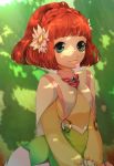  braid brooch dress flower hair_flower hair_ornament iseyun jewelry ponytail red_hair redhead rubia_natwick short_hair smile solo tales_of_(series) tales_of_the_tempest 
