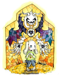  1boy 2018 2d animal_ears animal_nose anthro artist_name asriel_dreemurr asriel_dreemurr_(angel_of_death) barefoot blue_eyes blue_pants body_fur claire8783 crown droopy_ears fangs floppy_ears flower food full_body furry furry_male goat goat_boy goat_ears goat_tail green_sweater heart heart_necklace heart_print highres horizontal-striped_clothes knees_up long_sleeves male male_focus male_only mammal monster monster_boy necklace pants pastry pie signature simple_background sitting skin_fangs solo stained_glass striped_clothes striped_sweater sweater tail tail_tuft tareme traditional_media turning_head two-tone_sweater undertale unworn_headwear utdr_(toby_fox) watercolor_(medium) watermark white_background white_fur yellow_flower yellow_stripes 