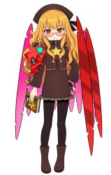  1girl absurdres ami_(ammy33) armor bespectacled black_pantyhose book boots brown_boots brown_dress brown_hat closed_mouth commentary_request dress flat_chest full_body glasses hand_on_own_hip hat high_collar highres holding holding_book long_hair long_sleeves looking_at_viewer orange_eyes orange_hair pantyhose pauldrons red-framed_eyewear sekaiju_no_meikyuu sekaiju_no_meikyuu_3 short_dress shoulder_armor simple_background single_pauldron solo standing star_(symbol) transparent_background wavy_hair zodiac_(sekaiju) zodiac_4_(sekaiju) 