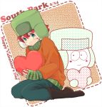  blush_stickers dual_persona gloves green_eyes hat heart kyle_broflovski maccha_(artist) male red_hair redhead smile solo south_park 