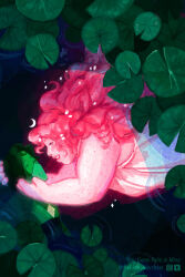  2girls colored_skin face_shield fat gem gem_(steven_universe) green_skin highres homeworld_gem_uniform lily_pad lips multiple_girls original peridot_facet_6c4t_cut_2xj pink_hair pink_skin rose_quartz_facet_5_cut_5xl steven_universe thefaeriemerchant upper_body 