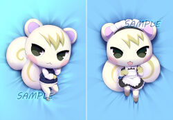  1boy :3 :d animal_crossing animal_ears apron artist_request black_dress black_vest blonde_hair check_artist chibi chibi_only chibikemo commentary_request crossdressing crossdressing_(mtf) crunchobar dakimakura_(medium) dress english_commentary enmaided furry furry_male girly_boy grey_eyes lemoncremestudios long_sleeves looking_at_viewer lying maid maid_headdress male_focus male_maid marshal_(animal_crossing) merchandise_available multiple_views on_back on_bed on_side sample_watermark shirt short_hair smile squirrel_boy squirrel_ears squirrel_tail tail vest watermark white_apron white_shirt 