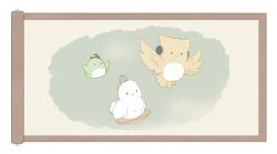  ._. animal_focus animalization bird chicken commentary_request earmuffs flying gomashio_(goma_feet) hat mononobe_no_futo mononobe_no_futo_(chicken) no_humans owl soga_no_tojiko tate_eboshi touhou toyosatomimi_no_miko toyosatomimi_no_miko_(owl) 