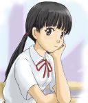  black_hair blush bow chiba_saori frown hourou_musuko kamosikayasyamoji school_uniform twintails 