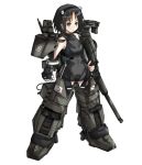  frown kanji mecha_musume military original personification simple_background type_10_(tank) weapon 