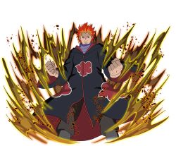  1boy akatsuki_uniform black_coat black_pants clenched_hands coat juugo_(naruto) looking_at_viewer naruto_(series) naruto_shippuuden naruto_shippuuden:_ultimate_ninja_blazing official_art orange_hair pants print_coat red_eyes solo 