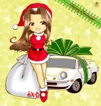  car chibi endou_lorna ex-driver hat lotus_(brand) lotus_europa lowres merry_christmas motor_vehicle nashiko_(tinyrelation) sack santa_costume santa_hat vehicle 