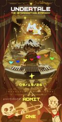  1other 2boys annoying_dog artist_name blue_soul_(utdr) bow bowtie brothers curtains cyan_soul_(utdr) dated dog flower flowey_(undertale) frisk_(undertale) gravitydusty green_soul_(utdr) highres instrument keyboard_(instrument) multiple_boys orange_soul_(utdr) papyrus_(undertale) purple_soul_(utdr) red_bow red_bowtie red_soul_(utdr) sans_(undertale) siblings soul_(utdr) sparkle suit temmie trombone undertale utdr_(toby_fox) white_dog yellow_flower yellow_soul_(utdr) 
