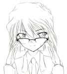  detective_conan face glasses haibara_ai hoshino_yami lowres meitantei_conan monochrome necktie smile 