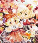  aki_minoriko aki_shizuha autumn ayuayu blush food fruit grapes leaf multiple_girls siblings touhou 