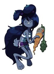  1girl adventure_time animal_ears buck_teeth carrot commentary discount-supervillain english_commentary full_body furry furry_female long_hair marceline_abadeer pendleton_ward_(style) ponytail rabbit_ears rabbit_girl rabbit_tail smile solo tail teeth toon_(style) very_long_hair 