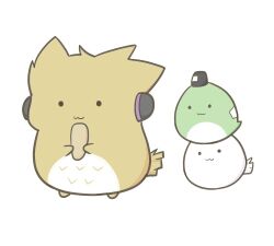 ._. :3 animal_focus animalization bird chicken commentary_request earmuffs full_body gomashio_(goma_feet) hat lowres mononobe_no_futo mononobe_no_futo_(chicken) no_humans owl simple_background smile soga_no_tojiko standing tate_eboshi touhou toyosatomimi_no_miko toyosatomimi_no_miko_(owl) white_background 