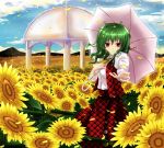  flower gazebo highres kazami_yuuka red_eyes solo sun sunflower touhou umbrella youkai zzz36951 