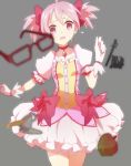  bow choker cup dress food frills fruit glasses gloves hair_ribbon itokon-7829 jewelry kaname_madoka kyubey mahou_shoujo_madoka_magica making_of pink_eyes pink_hair puffy_sleeves red_eyes ribbon short_hair short_twintails silhouette sword teacup tears twintails weapon white_gloves 