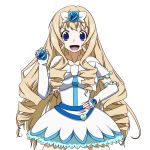  belt cecilia_alcott cosplay cure_white cure_white_(cosplay) dress drill_hair futari_wa_precure highres infinite_stratos long_hair magical_girl precure seiyuu_connection seiyuu_joke solo transparent_background tsukisso yukana 