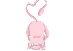  all_fours blue_eyes blush full_body highres kurorin_(black20150927) looking_at_viewer mew_(pokemon) no_humans no_mouth nose_blush pink_fur pokemon pokemon_(creature) pokemon_focus simple_background solo tail white_background 