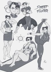  abs absurdres bikini capcom chun-li full_body highres hot legs muscular muscular_female muscular_male shredded_muscles sketch speedl00ver street_fighter swimsuit thick_thighs thighs training 