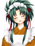  eyes_closed futaba_channel green_hair highres japanese_clothes jochuu-san kimono long_hair maid original yagisaka_seto 