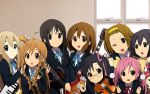  black_hair bow braid brown_eyes brown_hair crossover danny_choo_(website) drumsticks glasses grey_eyes guitar hair_ornament hairband hairclip haruka_suenaga highres hirasawa_yui hoshikawa_kanata instrument k-on! kanata_hoshikawa keyboard_(instrument) kotobuki_tsumugi mirai_suenaga nakano_azusa pink_hair school_uniform suenaga_haruka suenaga_mirai tainaka_ritsu trumpet violin yellow_eyes 