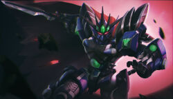  625285879 cape claw_(weapon) commentary_request debris floating_cape full_moon gem glowing glowing_eyes green_gem highres holding holding_sword holding_weapon looking_at_viewer mecha mecha_focus moon motion_blur night no_humans red_cape red_eyes red_moon robot science_fiction super_robot super_robot_wars super_robot_wars_advance super_robot_wars_advance_portable super_robot_wars_original_generation super_robot_wars_original_generation_2 super_robot_wars_original_generations sword upper_body vaisaga weapon 