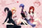  aqua_(kingdom_hearts) bare_shoulders barefoot black_hair black_legwear blonde_hair blue_eyes blue_hair cloak detached_sleeves gloves kairi kingdom_hearts kingdom_hearts_358/2_days kingdom_hearts_birth_by_sleep kisw2010 legs long_hair multiple_girls namine red_eyes red_hair redhead short_hair turtleneck wink xion_(kingdom_hearts) 