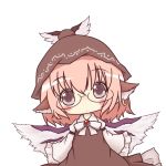  animal_ears bespectacled blush brooch chibi dress glasses grey_eyes hat jewelry mystia_lorelei pink_hair seki514 short_hair single_earring solo touhou wings 