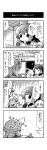  4koma blush bow braid chibi comic gap hair_bow hakurei_reimu hat hat_bow highres honda_(artist) kirisame_marisa long_hair monochrome o_o scroll touhou translated translation_request yakumo_yukari young 