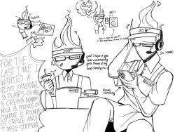  1boy 2026 2d accident alternate_costume anger_vein apron apu_spills_his_tendies_(meme) cash_register cashier cellphone collared_shirt commentary cup digital_media disposable_cup drinking_straw dropped_food elemental_(creature) employee_uniform english_commentary english_text fallen_down fast_food_uniform fire_elemental flaming_head food french_fries glasses grillby hat headphones headset highres holding holding_cellphone holding_phone humanoid meme microphone monochrome monster monster_boy multiple_views no_mouth object_request pants phone polo_shirt profanity rectangular_eyewear shirt signature simple_background sketch smartphone sonojackpot speech_bubble spill spilled_drink spoken_character text thought_bubble tray undertale utdr_(toby_fox) visor_cap white_background 