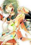  artist_request belt goggles green_hair grin gumi highres midriff navel open_mouth paint paint_can paintbrush scarf short_hair smile solo tank_top torn_clothes vocaloid yellow_eyes 