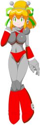  1girl :d absurdres aged_up android antennae armor armored_boots arms_up asagi10932 bikini_armor blonde_hair bodysuit boots breast_missiles breastplate breasts commentary_request covered_navel covered_nipples double-parted_bangs earphones eyes_visible_through_hair full_body gorget green_eyes green_ribbon grey_bodysuit groin hair_between_eyes hair_ribbon hairband hand_on_own_chest headphones high_ponytail highres hyper_roll_(marvel_vs._capcom) joints knee_boots knee_guards knee_pads large_breasts large_variant_set leg_up long_hair looking_at_viewer marvel_vs._capcom marvel_vs._capcom_2 mechanical_arms mechanical_boots mechanical_legs mega_man_(classic) mega_man_(series) metal_gloves navel open_mouth ponytail radio_antenna red_armor red_boots ribbon robot robot_girl robot_joints roll_(mega_man) shoulder_armor sidelocks simple_background smile solo standing transparent_background variant_set white_background 