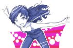  blush collarbone down_blouse flat_chest happy idolmaster kisaragi_chihaya long_hair monochrome outstretched_arms spread_arms takahashi_ren 