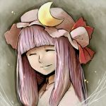 closed_eyes eyes_closed face hat lowres patchouli_knowledge ryuhey smile solo touhou 