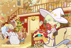  >_< 1girl 3boys alternate_costume animal animal_ears animal_on_head aqua_eyes balloon bandana bandana_around_neck bell black_gloves blonde_hair blue_bandana blue_eyes blue_hair blue_pants bow bowtie box brown_gloves brown_shoes bug butterfly candle cape christmas christmas_ornaments christmas_tree christmas_wreath closed_mouth clouds coat commentary_request deer_ears deer_tail elisa_(puyopuyo) familiar finlay_(puyopuyo) fire fur-trimmed_cape fur-trimmed_coat fur-trimmed_pants fur-trimmed_shirt fur_trim furry furry_male ghost gift gift_box gloves green_hair grey_eyes grey_pants hacos_(puyopuyo) hair_bobbles hair_ornament hands_on_own_cheeks hands_on_own_face hat heart_balloon holding holding_paper holding_sack holly hood hood_down hooded_cape indoors long_hair looking_at_another looking_to_the_side lying medium_hair mittens multiple_boys neck_bell official_alternate_costume official_style on_cloud on_head on_stomach one-eyed open_mouth painting_(object) pants paper photo_(object) picture_frame pimyuhuwa pink_butterfly puyopuyo puyopuyo_quest railing red_cape red_coat red_hat red_nose red_shirt reindeer_boy rozatte_(puyopuyo) rozatte_(santa_mentor)_(puyopuyo) sack scarf sheep shirt shoes short_hair smile socks stairs star_(symbol) star_balloon stuffed_animal stuffed_toy tail twitter_username walking white_hat white_mittens white_socks window witch_hat wreath yellow_bow yellow_bowtie yellow_coat yellow_scarf 