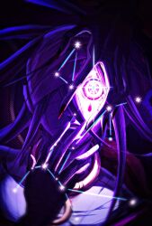  1girl bandage_over_one_eye bandaged_hand bandaged_head bandages chain closed_mouth highres long_hair meiguhuoxing1 re:zero_kara_hajimeru_isekai_seikatsu sirius_(re:zero) solo violet_eyes white_hair 
