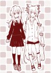  casual contemporary fujiwara_no_mokou hair_bow kamishirasawa_keine long_hair pink school_uniform shinoasa touhou very_long_hair 