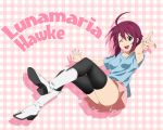  black_legwear blue_eyes boots fukuoka_katsumi gundam gundam_seed gundam_seed_destiny k-on! lunamaria_hawke nail_polish open_mouth parody pointing red_hair redhead skirt style_parody thigh-highs thighhighs 