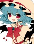  bad_id bat_wings blue_hair bowtie bust elbow_gloves fang gloves haru_(kyou) hat red_eyes remilia_scarlet short_hair solo touhou wings 