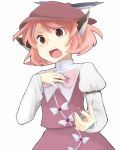  animal_ears annoyed brown_eyes bust cielo_oceano fingernails hand_on_chest hand_on_own_chest hand_to_chest hat long_fingernails mystia_lorelei nail_polish no_wings open_mouth pink_hair short_hair solo touhou 