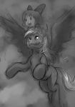  :q bow chibi cirno cloud cross_eyed crossover derpy_hooves ditzy_doo ditzy_doo_(mlp) flying hair_bow horse monochrome my_little_pony my_little_pony:_friendship_is_magic my_little_pony_friendship_is_magic o_o open_mouth ottanta outdoors pegasus person_on_head riding saliva short_hair sketch sky tongue touhou wings 