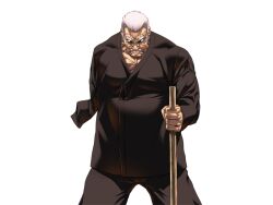  1boy amputee clenched_teeth game_asset half-staff hanachirasu holding looking_at_viewer non-web_source official_art old oosaki_shin'ya samue self-datamine short_hair spoilers standing straight-on teeth thick_eyebrows transparent_background white_hair yasaka_(hanachirasu) 
