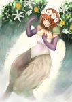  brown_hair elbow_gloves elle_(lom) feathers flower gloves green_eyes hair_flower hair_ornament highres legend_of_mana monster_girl nature petals seiken_densetsu wings yaoya_musuko 