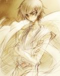  code_geass crossed_arms lelouch_lamperouge male monochrome rahit sketch solo 