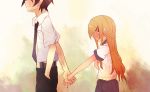  blush brother_and_sister brown_hair hand_holding holding_hands kousaka_kirino kousaka_kyousuke maromi_(am97) ore_no_imouto_ga_konna_ni_kawaii_wake_ga_nai school_uniform siblings 